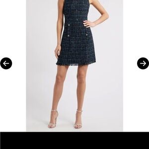 Eliza J Black and Blue Tweed Mini Dress